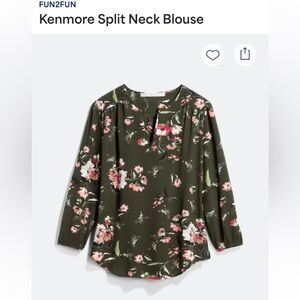Fun 2 Fun Kenmore split neck blouse